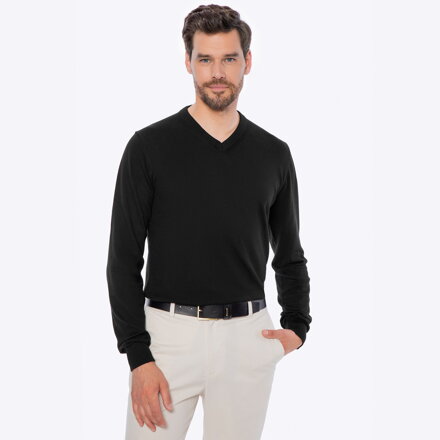 Sweter męski bawełniany z kaszmirem czarny M0-99-104-1