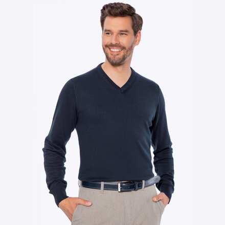 Sweter męski bawełniany z kaszmirem niebieski M0-99-104-N