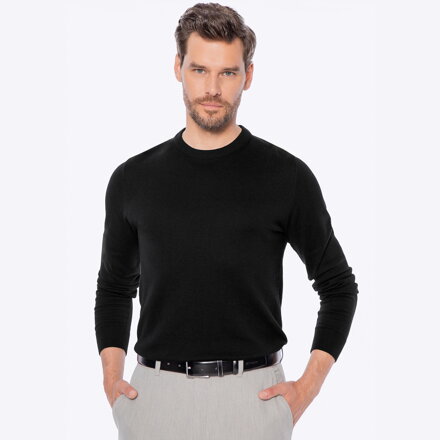 Sweter męski z bawełny z domieszką kaszmiru czarny M0-99-103-1
