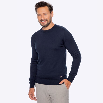 Sweter męski z bawełny z domieszką kaszmiru granatowy M0-99-103-N