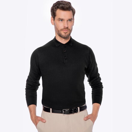 Sweter męski z bawełny z domieszką kaszmiru czarny M0-99-106-1