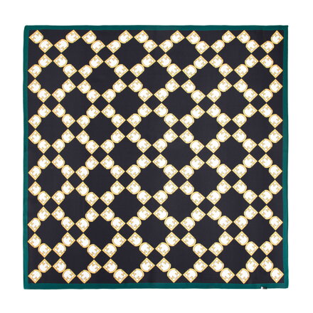 Dámska hodvábna šatka s geometrickým motívom čierno-zlatá 103-7D-S02-X5