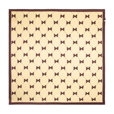 Dámska hodvábna šatka s motívom mašlí béžovo-hnedá 103-7D-S04-X27