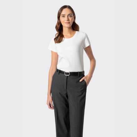 T-shirt damski z bawełny basic ecru 29-99-103-0