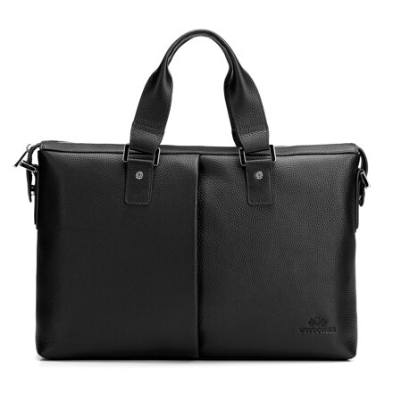 Torba na laptopa 15,6” ze skóry naturalnej groszkowej czarna 29-3U-303-1