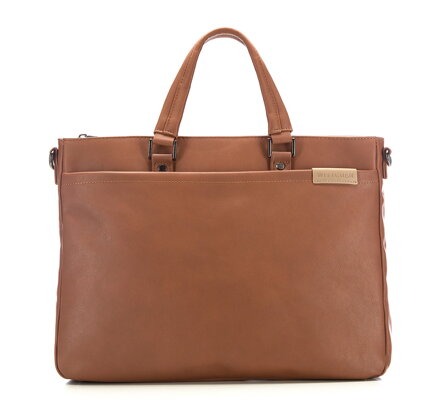 Torba do laptopa na ramię i do ręki ze skóry ekologicznej brązowa 85-3P-503-5