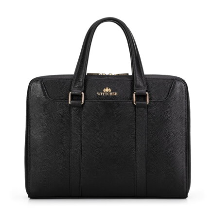 Torba na laptopa 13,3'' ze skóry groszkowej czarna 99-4E-611-1