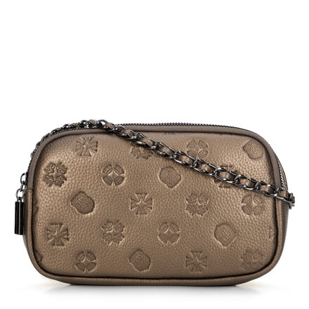 Dámska kožená crossbody na retiazke zlatá 99-4E-305-G