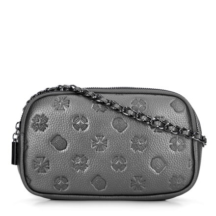 Dámska kožená crossbody na retiazke strieborná 99-4E-305-S