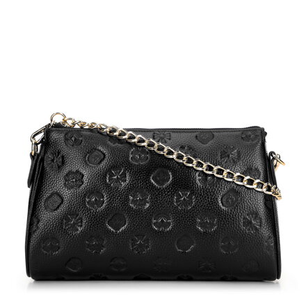 Torebka crossbody skórzana w tłoczenie czarna 99-4E-307-1