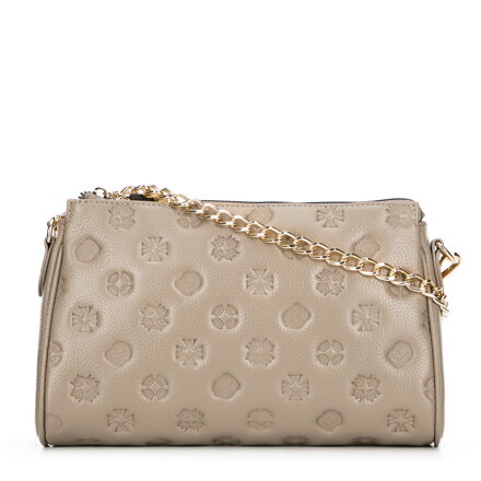 Torebka crossbody skórzana w tłoczenie beżowa 99-4E-307-8