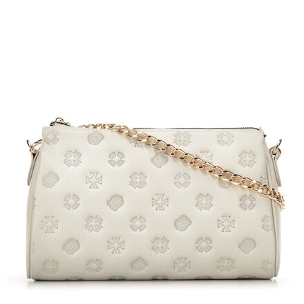 Torebka crossbody skórzana w tłoczenie jasny beż 99-4E-307-9