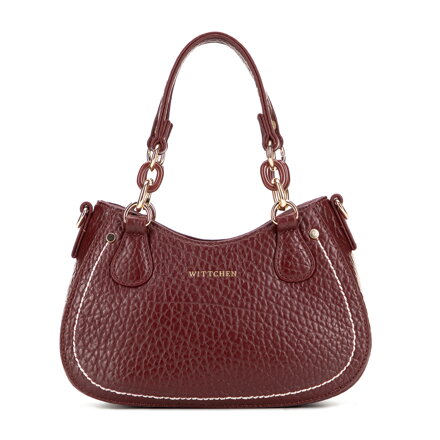 Torebka bagietka z imitacji skóry z kontrastowym przeszyciem bordowa 101-4Y-709-3