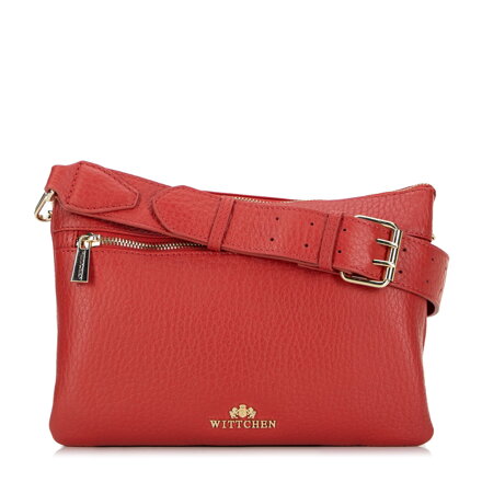 Trojpriehradová kožená crossbody kabelka, červená 99-4E-013-3