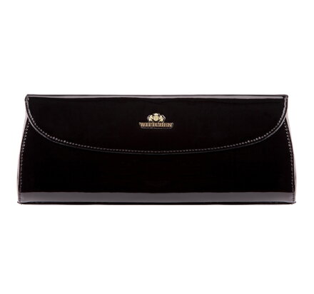 Kopertówka skórzana lakierowana czarna 25-4-514-1