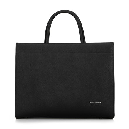 Damska shopperka ze skóry saffiano czarno - srebrna 100-4E-619-1S