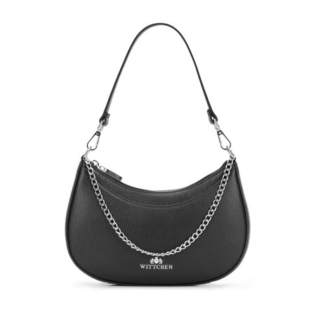 Dámska kožená čierna kabelka s retiazkou