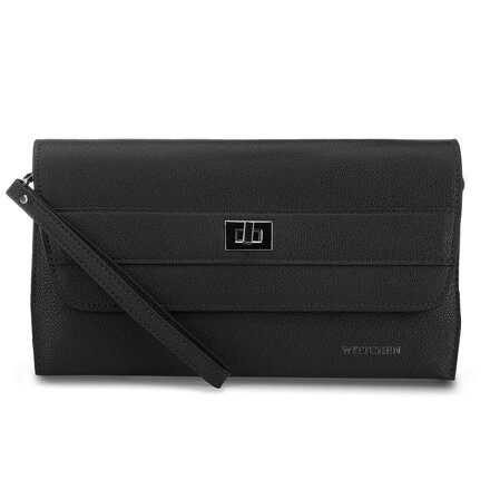 Torebka wieczorowa ze skóry groszkowej czarna 91-4E-623-1