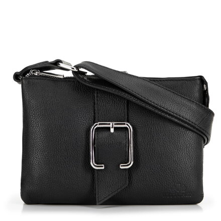 Damska crossbody ze skóry z klamrą czarna 99-4E-005-1