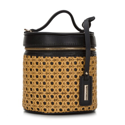 Torebka kubełek z plecionką czarna 94-4Y-222-1