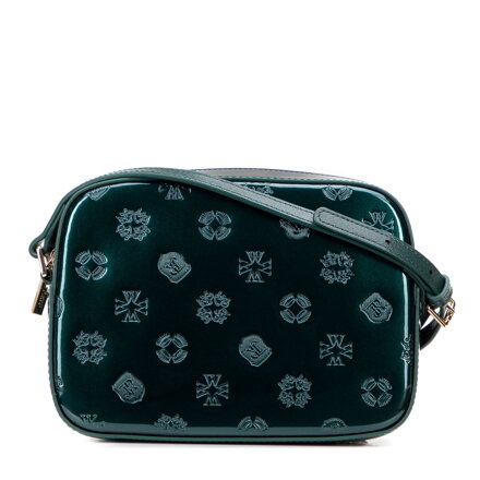 Damska crossbody ze skóry lakierowanej ciemny zielony 29-4E-025-Z