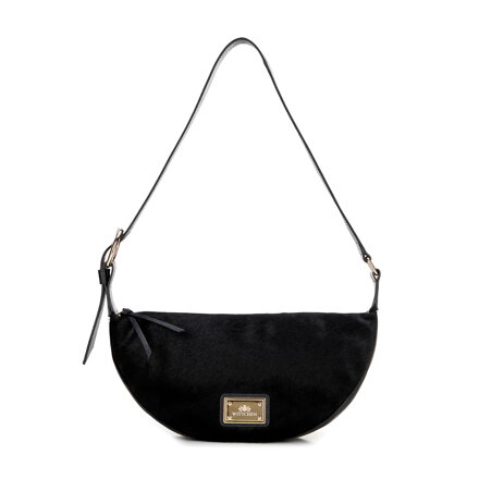 Torebka półksiężyc na ramię ze skóry naturalnej czarna 102-4E-004-1