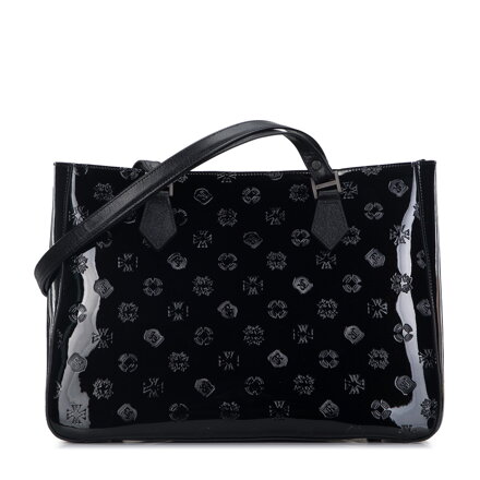 Torebka shopperka z błyszczącej skóry w monogram 34-4-098-11