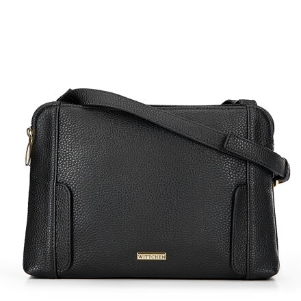 Dámska crossbody kabelka, dvojpriehradková, čierno-zlatá 100-4Y-009-1G