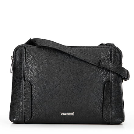 Dámska crossbody kabelka, dvojpriehradková, čierno-strieborná 100-4Y-009-1S