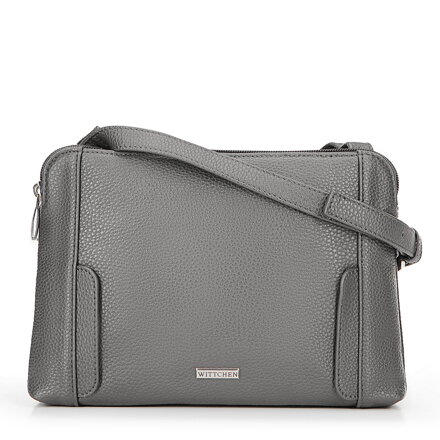 Dámska kabelka crossbody, dvojpriehradková, sivo-strieborná 100-4Y-009-8S