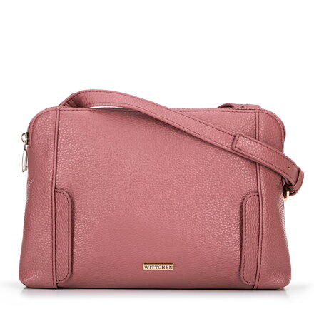 Dámska crossbody kabelka, dvojpriehradková, zaprášená ružová 100-4Y-009-P