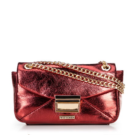 Minitorebka crossbody z połyskującej ekoskóry czerwona 100-4Y-216-3