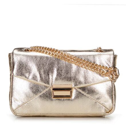 Damska crossbody z połyskującej ekoskóry złota 100-4Y-217-G