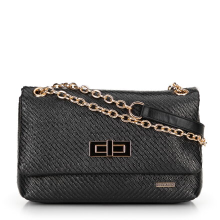 Damska crossbody z plecionki na łańcuszku czarna 100-4Y-414-1