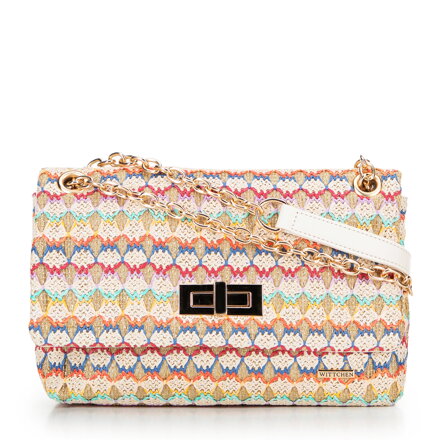 Damska crossbody z plecionki na łańcuszku multikolor 100-4Y-414-X1