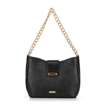 Damska torebka crossbody pleciona czarna 100-4Y-415-1