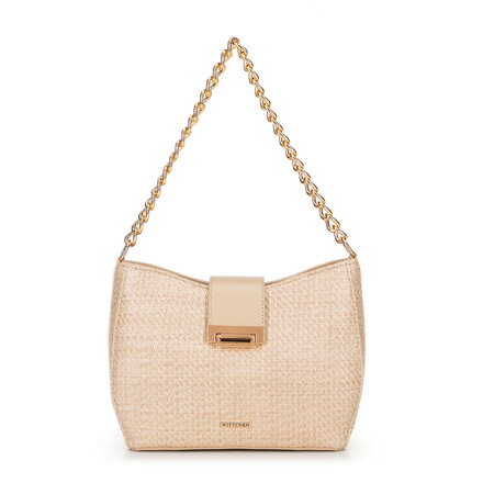 Damska torebka crossbody pleciona beżowa 100-4Y-415-9