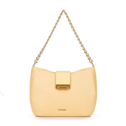 Damska torebka crossbody pleciona żółta 100-4Y-415-Y