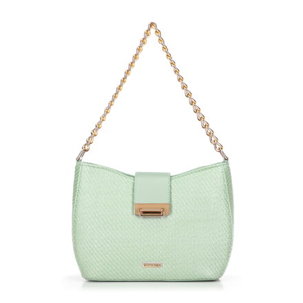 Damska torebka crossbody pleciona zielona 100-4Y-415-Z