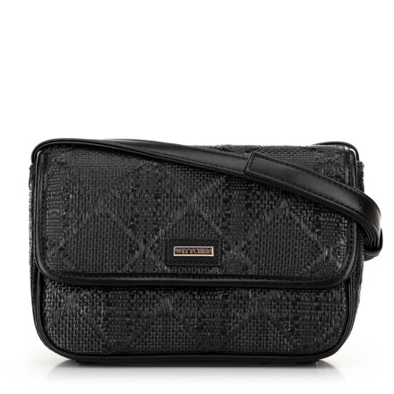 Pleciona crossbody z klapą mała czarna 100-4Y-432-1