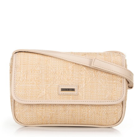 Pleciona crossbody z klapą mała beżowa 100-4Y-432-9