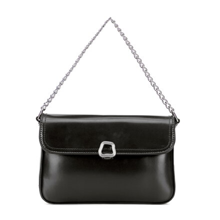 Damska listonoszka z imitacji skóry z łańcuszkiem czarna 101-4Y-435-1