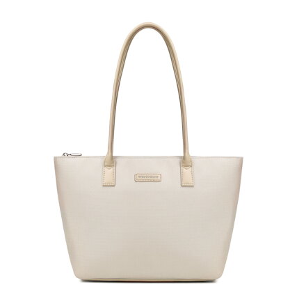 Torebka damska shopper na ramię z zamkiem kremowa 102-4Y-401-0