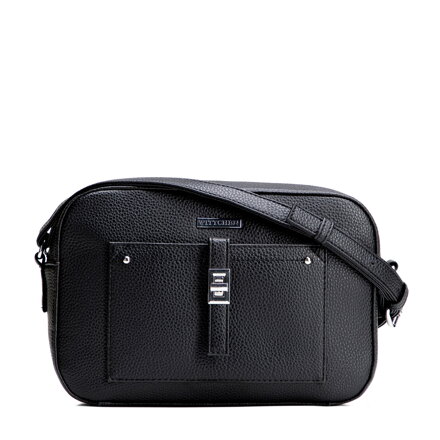 Dámska crossbody kabelka zo syntetickej kože čierno-strieborná 29-4Y-001-B1