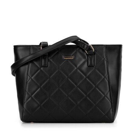 Prešívaná shopper kabelka z eko kože, čierna 29-4Y-608-1