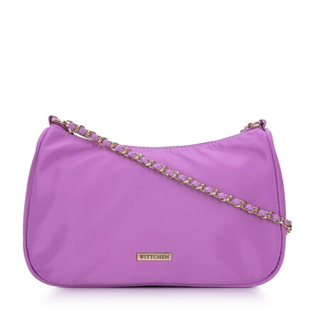 Damska torebka bagietka z nylonu na łańcuszku fioletowa 95-4Y-761-F