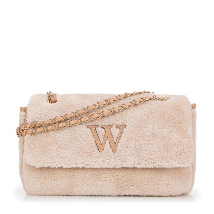 Dámska crossbody kabelka s kožušinou krémová 99-4Y-218-0