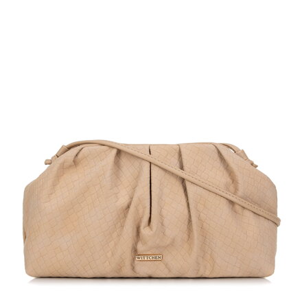 Dámska crossbody kabelka so riasením svetlobéžová 99-4Y-423-9