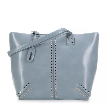 Dámska shopper kabelka s nitmi a strapcom, modrá 99-4Y-432-N