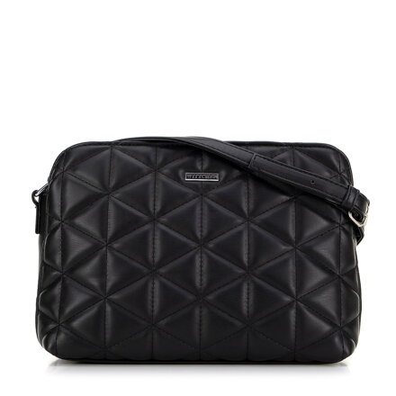 Damska crossbody w geometryczny wzór z ekoskóry czarna 99-4Y-605-1